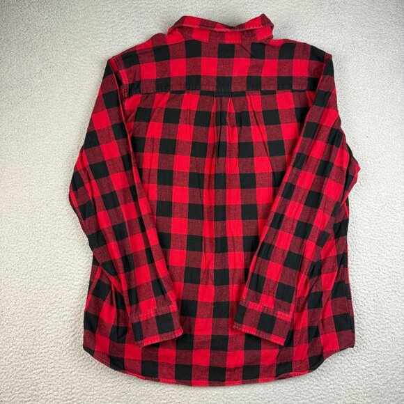 St Johns Bay Flannel Button Shirt Extra Large Red Black Buffalo Plaid Super Soft - Picture 2 of 7